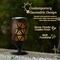 8.75"H Set of 4 Black Metal Cutout Geometric Pattern Solar Powered Outdoor Lantern with LED Light